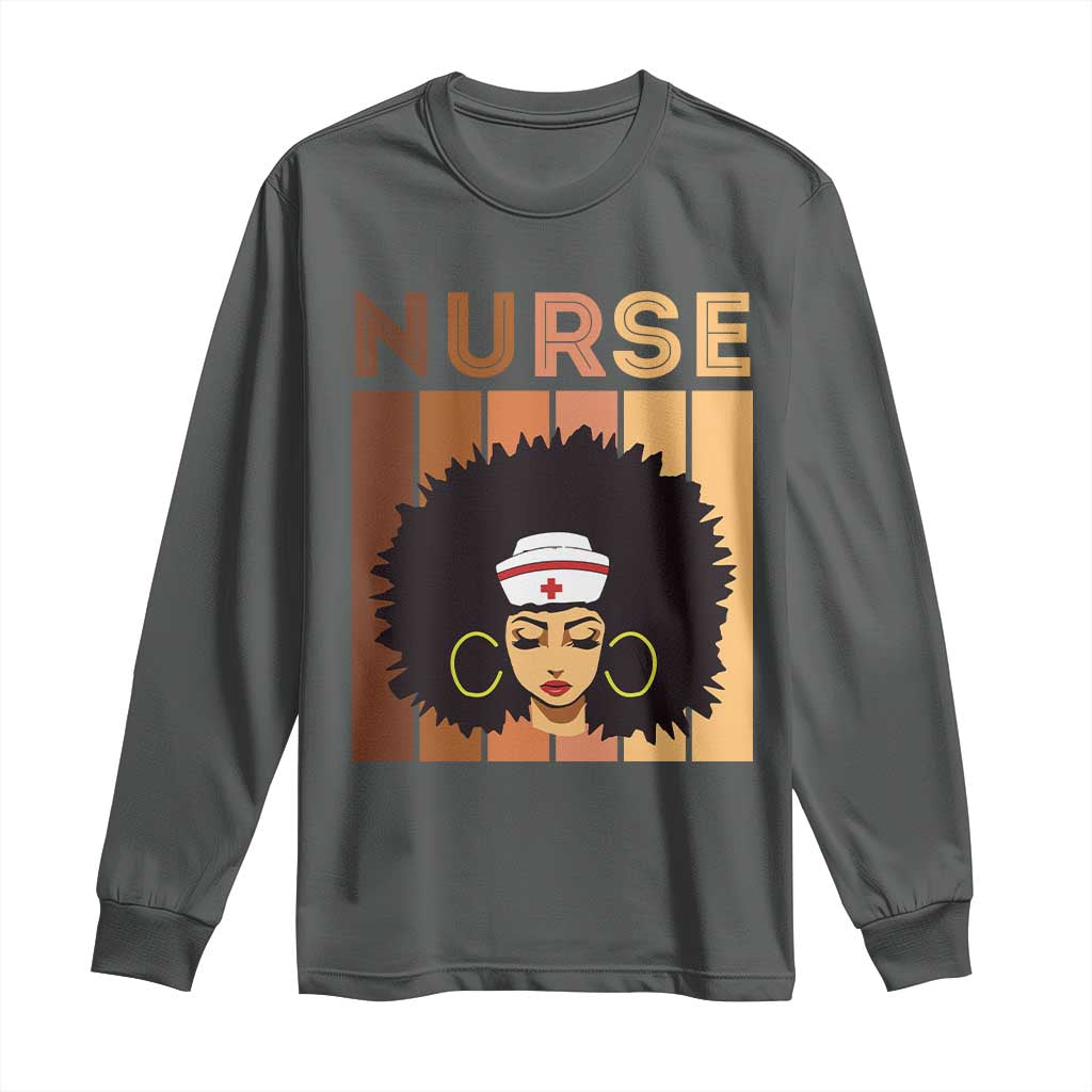 Black Nurse Long Sleeve Shirt Magic Afro Melanin RN Woman