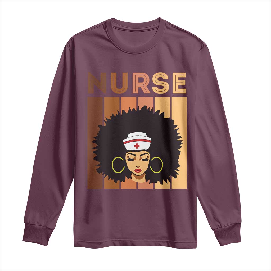 Black Nurse Long Sleeve Shirt Magic Afro Melanin RN Woman