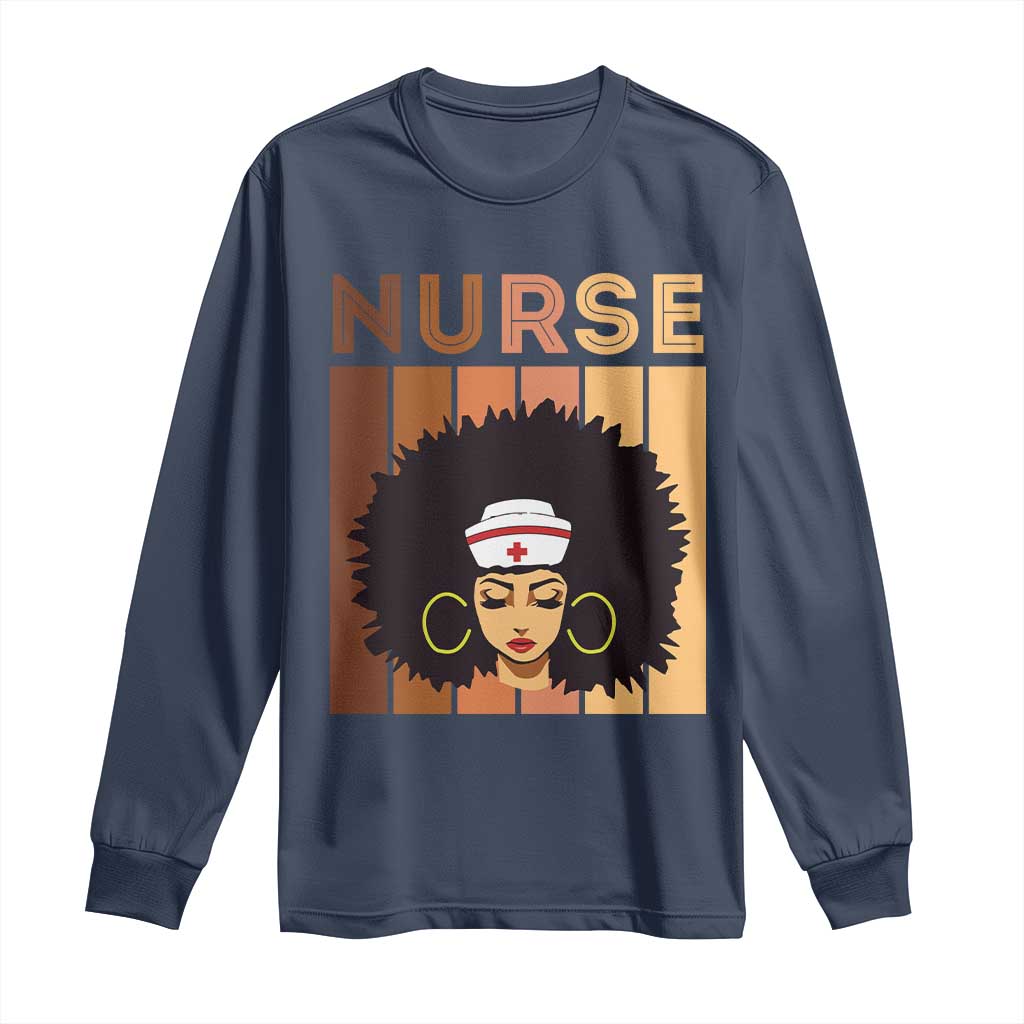 Black Nurse Long Sleeve Shirt Magic Afro Melanin RN Woman