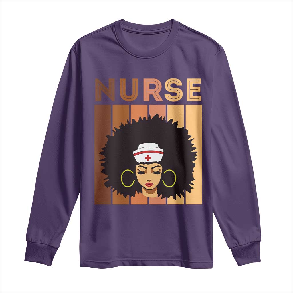 Black Nurse Long Sleeve Shirt Magic Afro Melanin RN Woman
