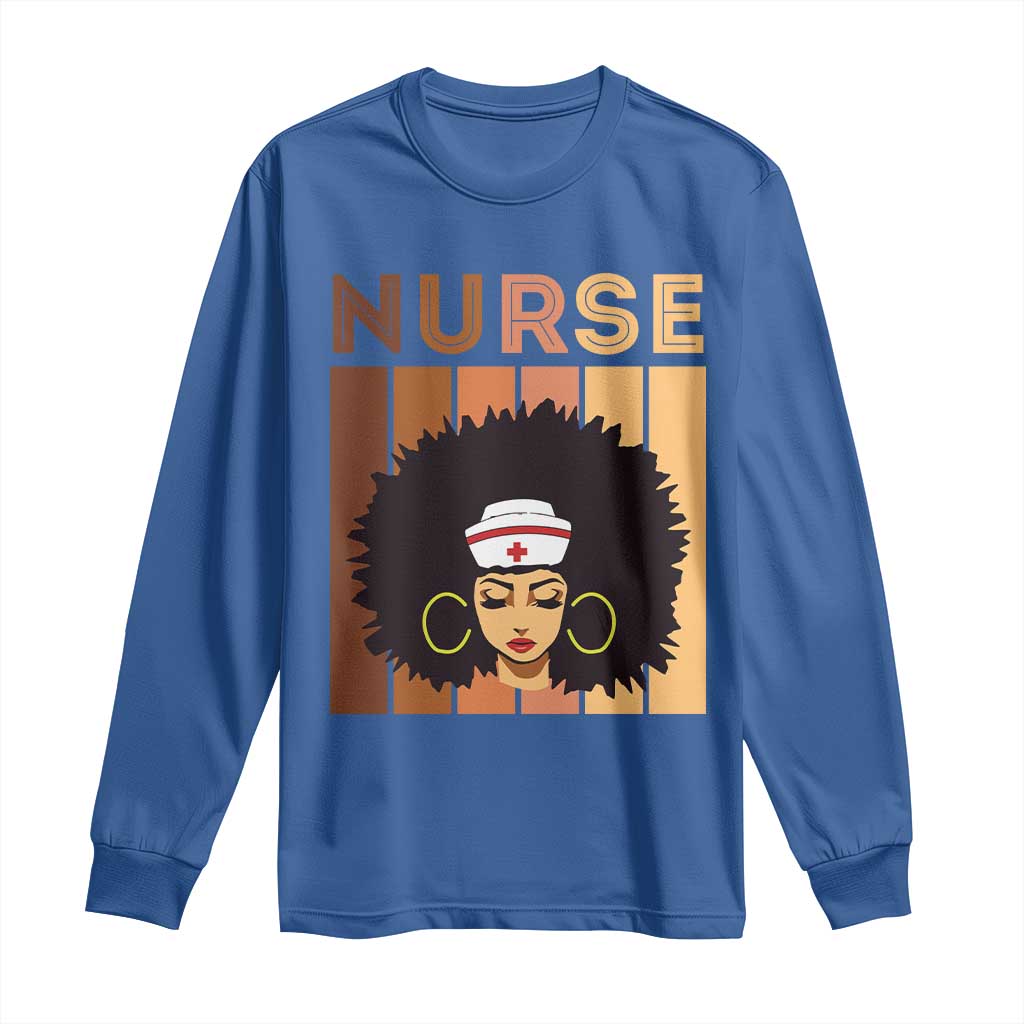 Black Nurse Long Sleeve Shirt Magic Afro Melanin RN Woman