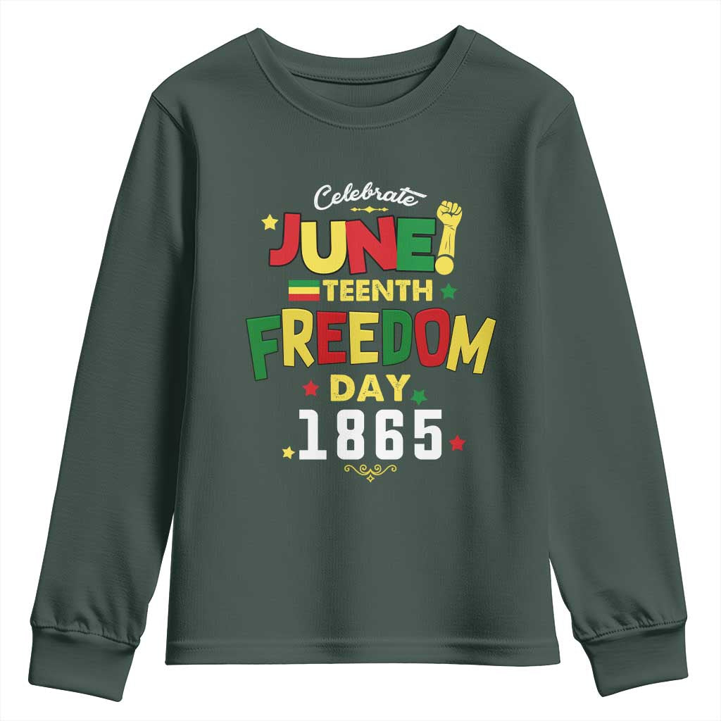 Celebrate Juneteenth 1865 Youth Long Sleeve Shirt Freedom Day Black History Independence