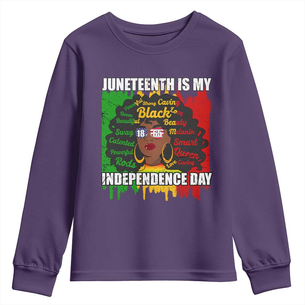 Juneteenth Is My Independence Day Youth Long Sleeve Shirt Since 1865 African American Woman