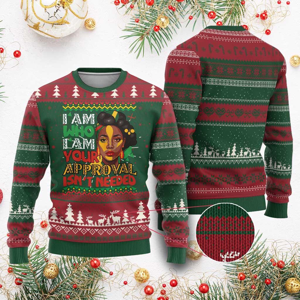 Black Queen Pride Knit Sweatshirt I Am Who I Am Your Approval Isn't Needed