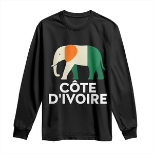 Proud Côte d'Ivoire Elephant Ivory Coast Flag Long Sleeve Shirt Ivorian Pride Retro Souvenir