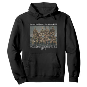Harlem Hellfighters 1919 WWII Heroes Hoodie Cross of War Medal African American Black History - African Pride