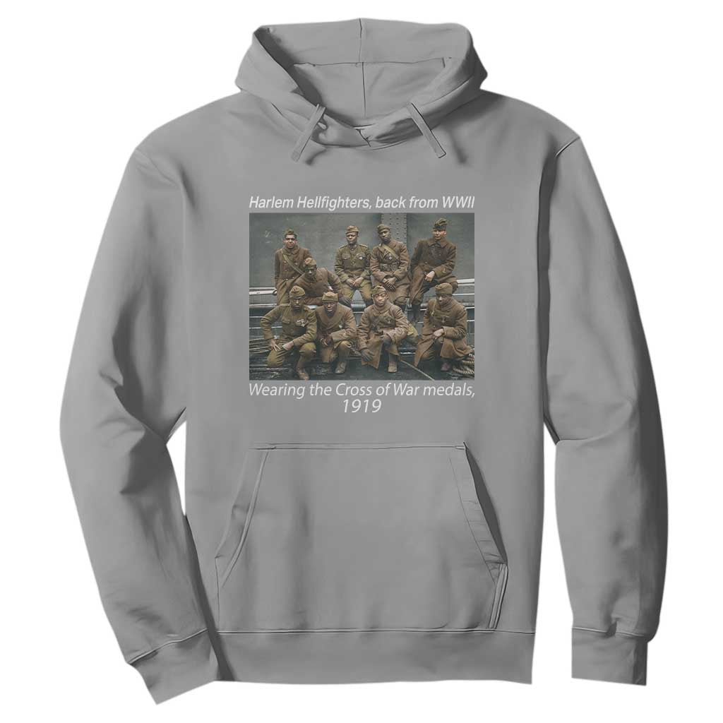 Harlem Hellfighters 1919 WWII Heroes Hoodie Cross of War Medal African American Black History - African Pride
