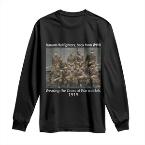 Harlem Hellfighters 1919 WWII Heroes Long Sleeve Shirt Cross of War Medal African American Black History - African Pride
