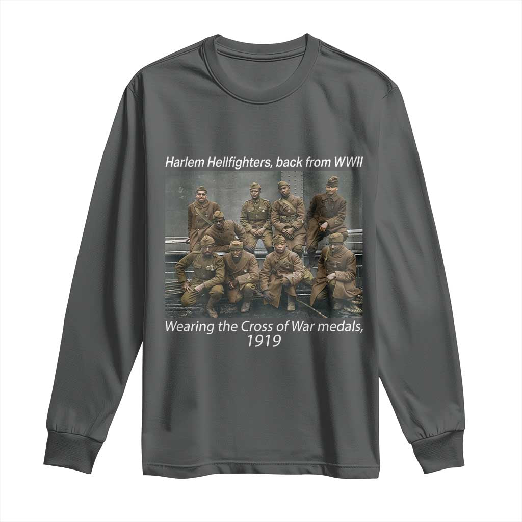 Harlem Hellfighters 1919 WWII Heroes Long Sleeve Shirt Cross of War Medal African American Black History - African Pride