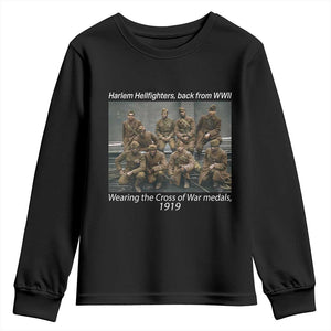 Harlem Hellfighters 1919 WWII Heroes Youth Sweatshirt Cross of War Medal African American Black History - African Pride