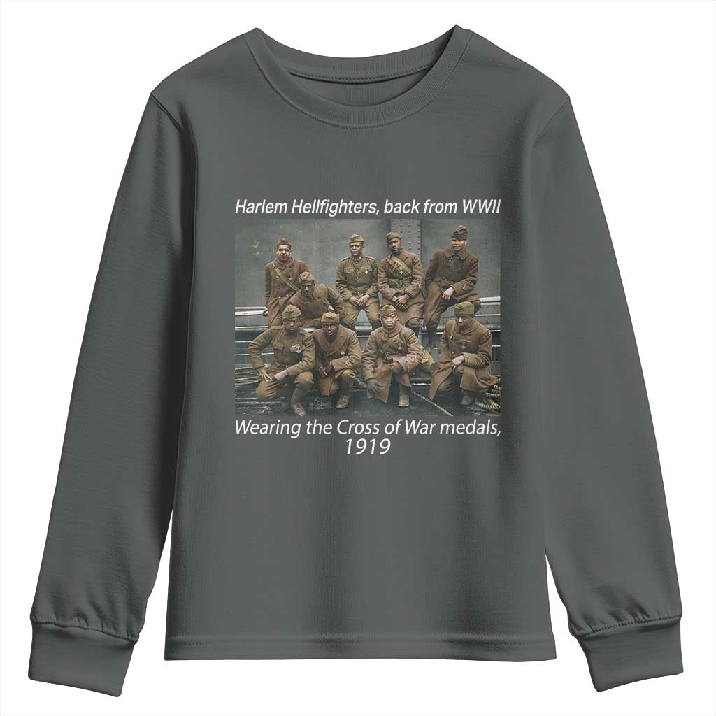 Harlem Hellfighters 1919 WWII Heroes Youth Sweatshirt Cross of War Medal African American Black History - African Pride