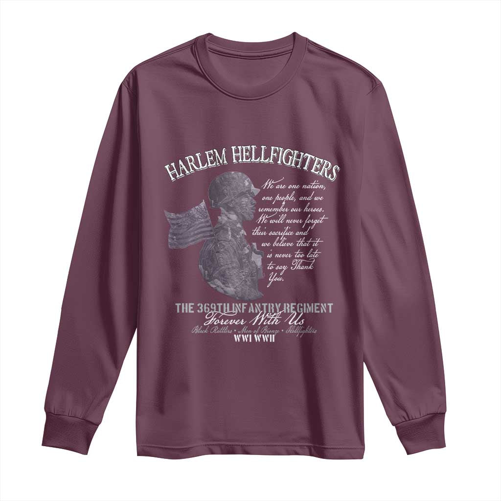 Harlem Hellfighters Tribute Long Sleeve Shirt 369th Infantry Regiment Military Soldiers Vintage - African Pride