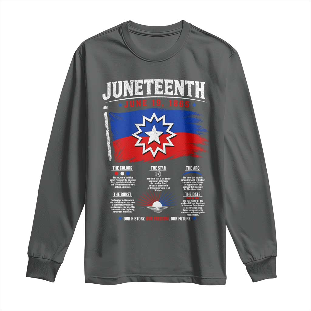 Educational Juneteenth Flag Symbolism Infographic Long Sleeve Shirt Freedom Day June 19 1865 History Meaning
