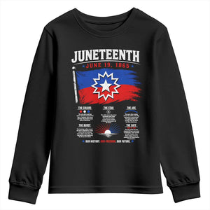 Educational Juneteenth Flag Symbolism Infographic Youth Sweatshirt Freedom Day June 19 1865 History Meaning