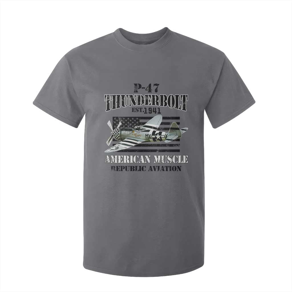 P-47 Thunderbolt WWII Airplane T Shirt For Kid American Muscle Vintage