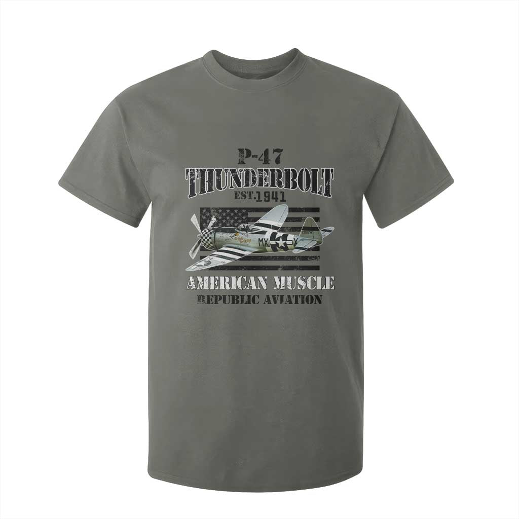 P-47 Thunderbolt WWII Airplane T Shirt For Kid American Muscle Vintage