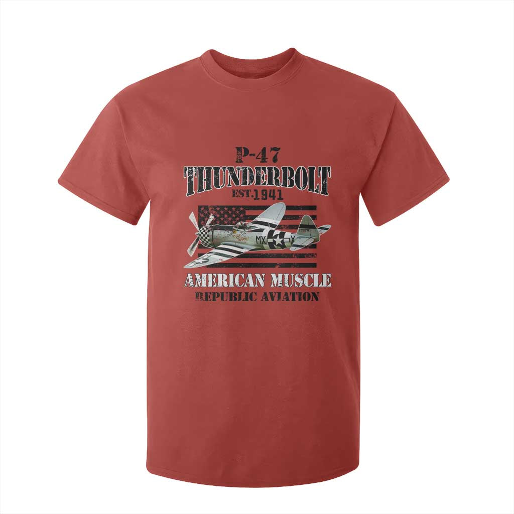 P-47 Thunderbolt WWII Airplane T Shirt For Kid American Muscle Vintage
