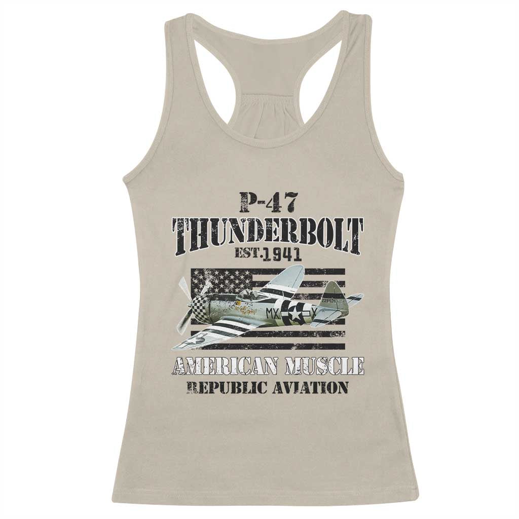 P-47 Thunderbolt WWII Airplane Racerback Tank Top American Muscle Vintage