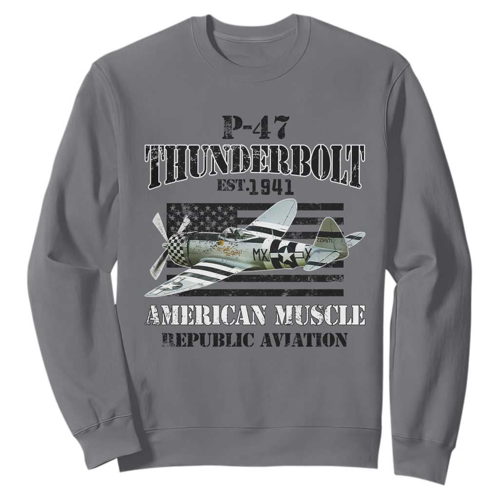 P-47 Thunderbolt WWII Airplane Sweatshirt American Muscle Vintage