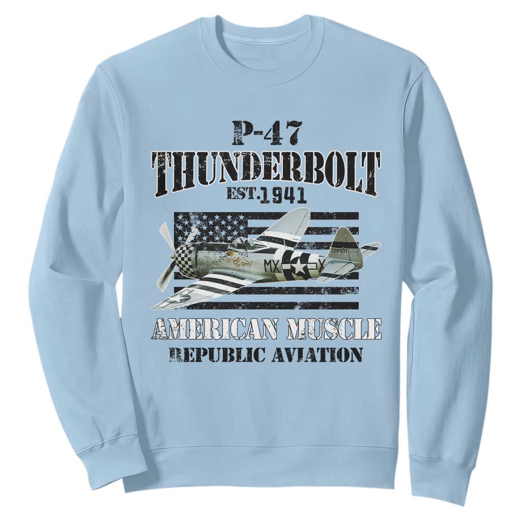 P-47 Thunderbolt WWII Airplane Sweatshirt American Muscle Vintage