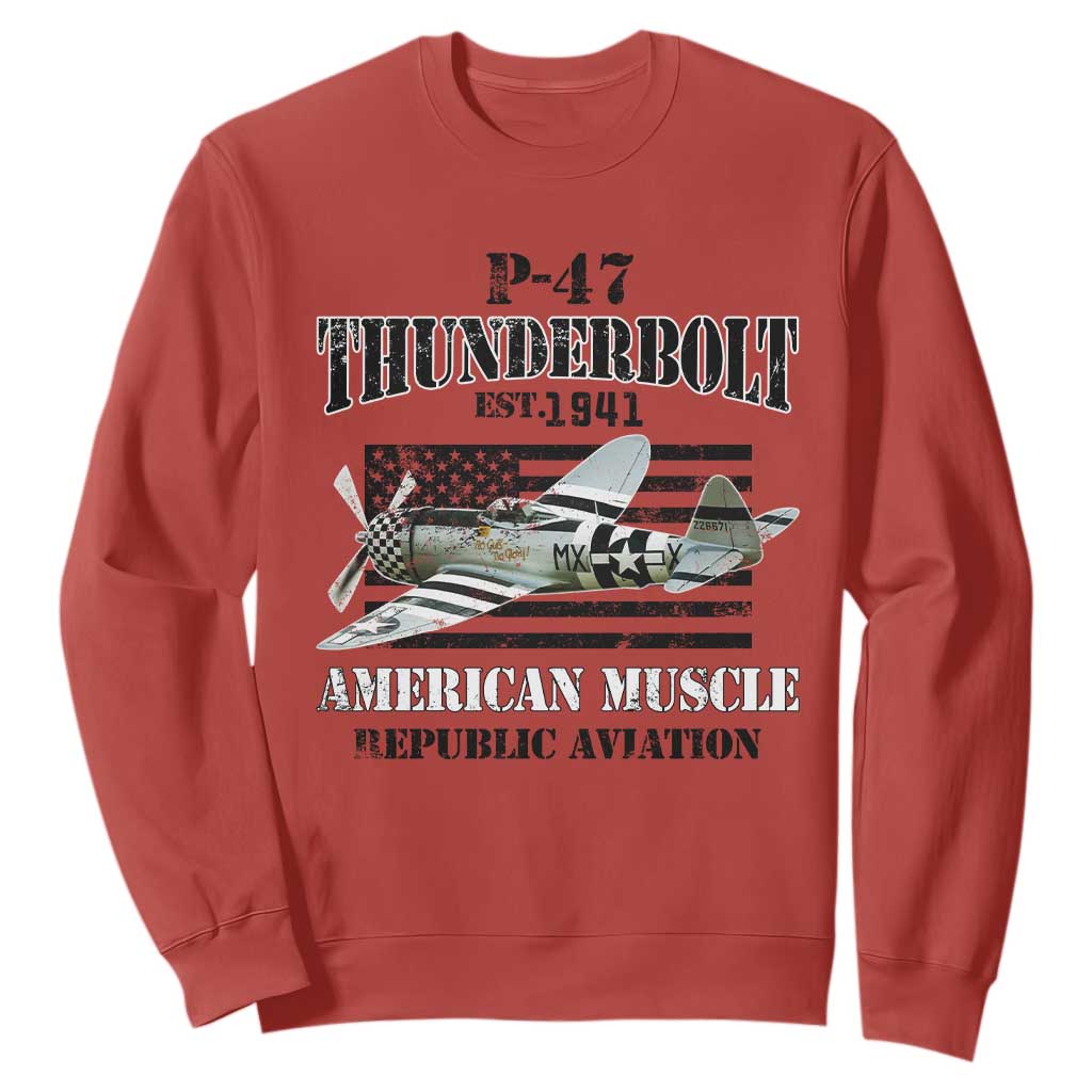 P-47 Thunderbolt WWII Airplane Sweatshirt American Muscle Vintage