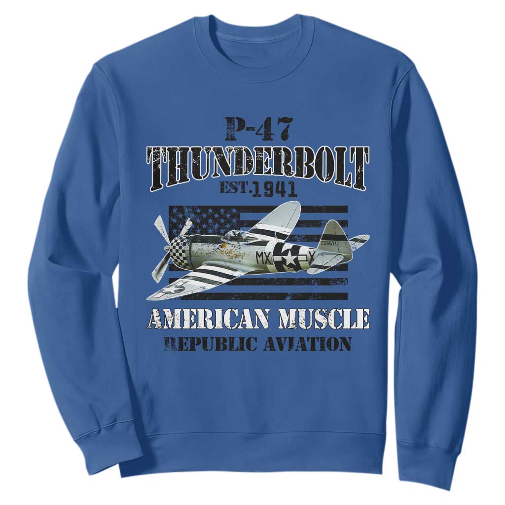 P-47 Thunderbolt WWII Airplane Sweatshirt American Muscle Vintage