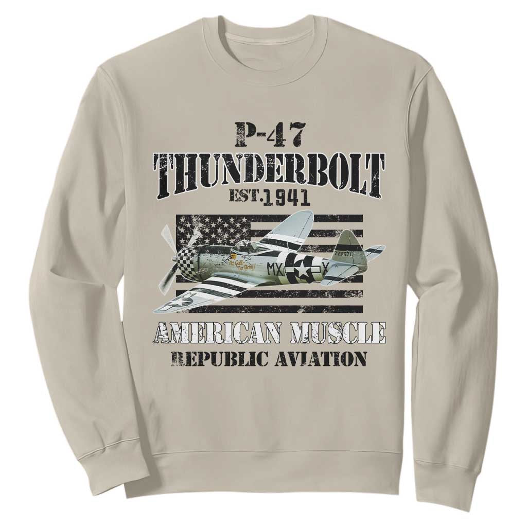 P-47 Thunderbolt WWII Airplane Sweatshirt American Muscle Vintage