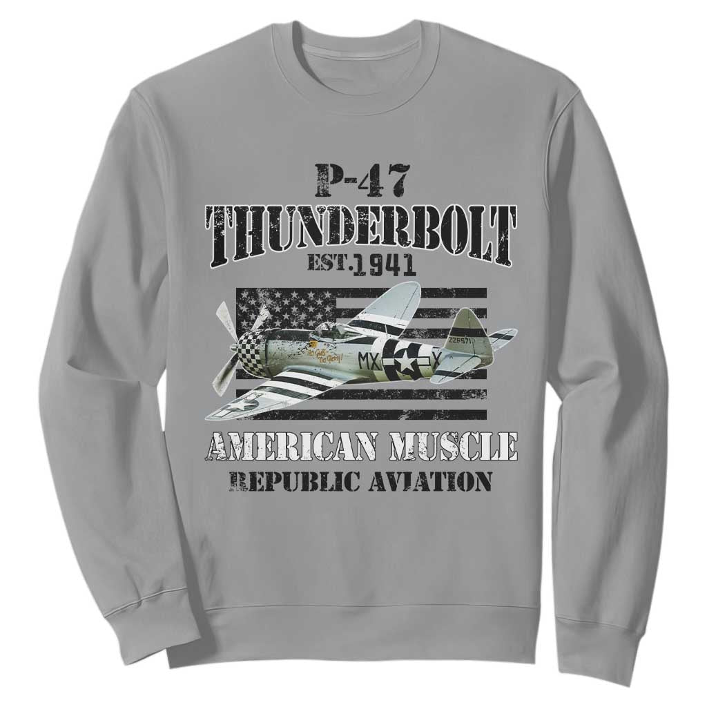 P-47 Thunderbolt WWII Airplane Sweatshirt American Muscle Vintage