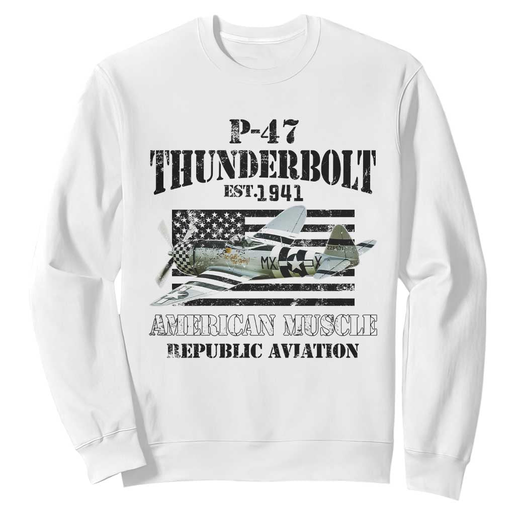 P-47 Thunderbolt WWII Airplane Sweatshirt American Muscle Vintage