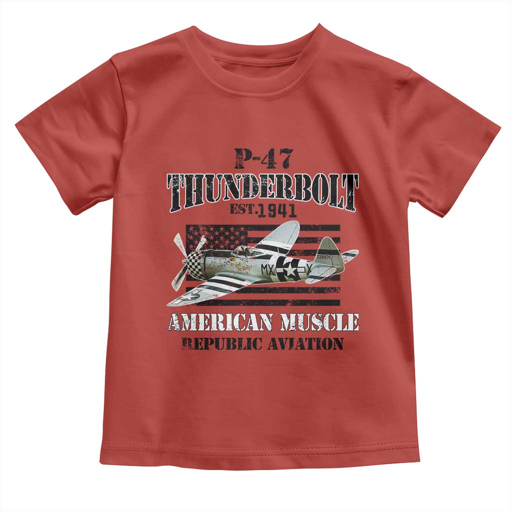 P-47 Thunderbolt WWII Airplane Toddler T Shirt American Muscle Vintage