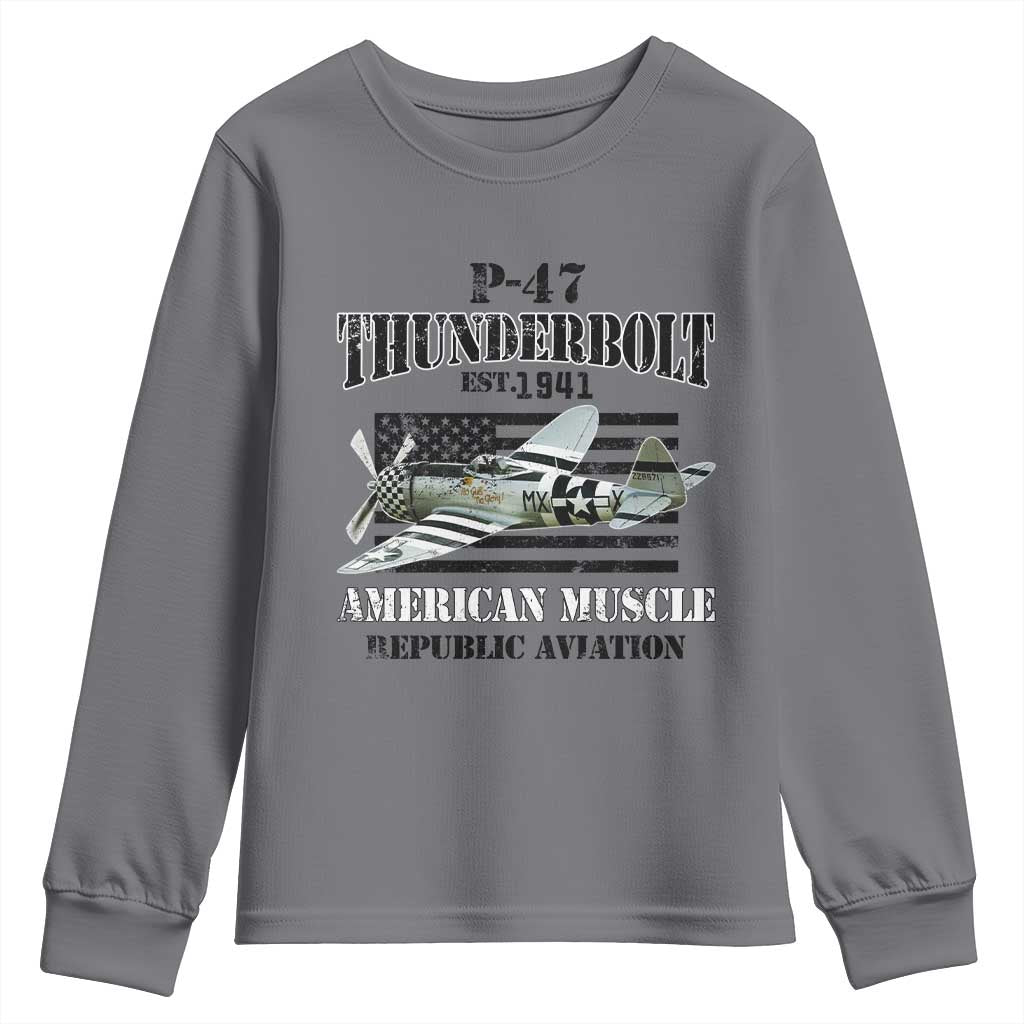 P-47 Thunderbolt WWII Airplane Youth Sweatshirt American Muscle Vintage