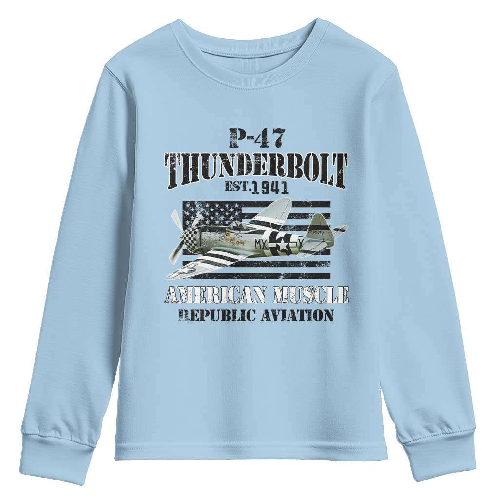P-47 Thunderbolt WWII Airplane Youth Sweatshirt American Muscle Vintage