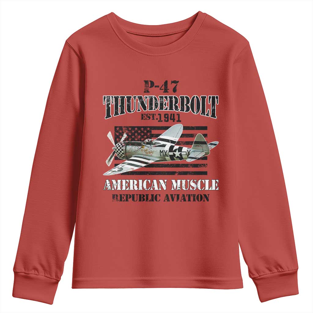 P-47 Thunderbolt WWII Airplane Youth Sweatshirt American Muscle Vintage