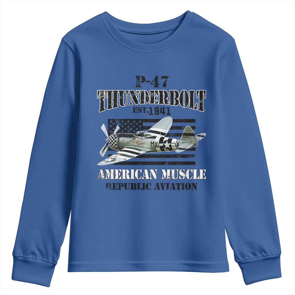 P-47 Thunderbolt WWII Airplane Youth Sweatshirt American Muscle Vintage