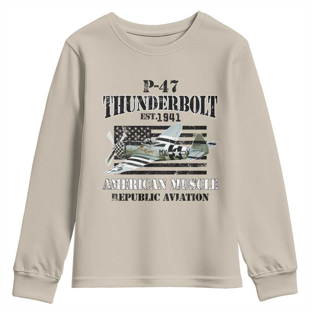 P-47 Thunderbolt WWII Airplane Youth Sweatshirt American Muscle Vintage