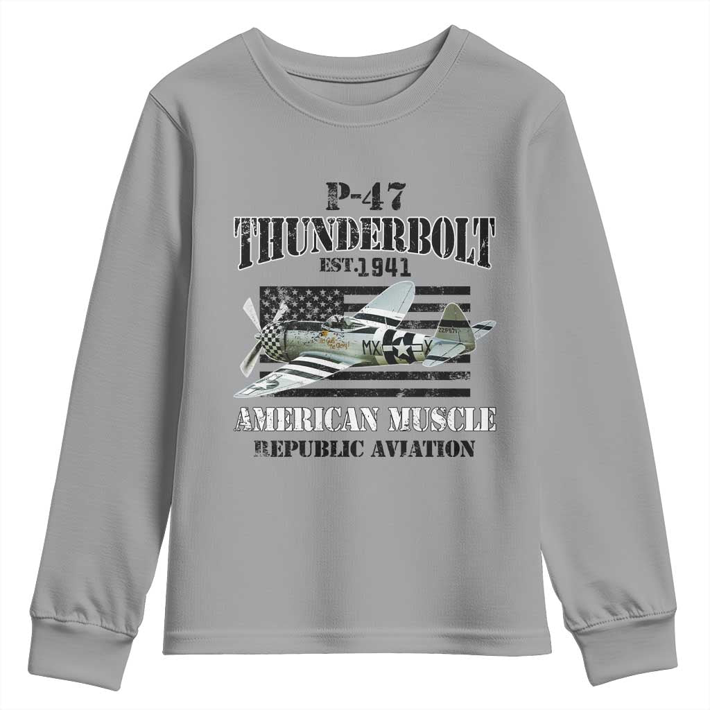 P-47 Thunderbolt WWII Airplane Youth Sweatshirt American Muscle Vintage