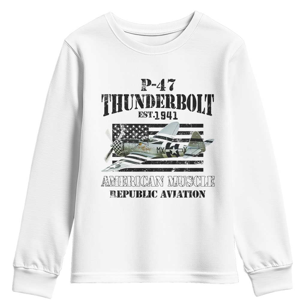 P-47 Thunderbolt WWII Airplane Youth Sweatshirt American Muscle Vintage