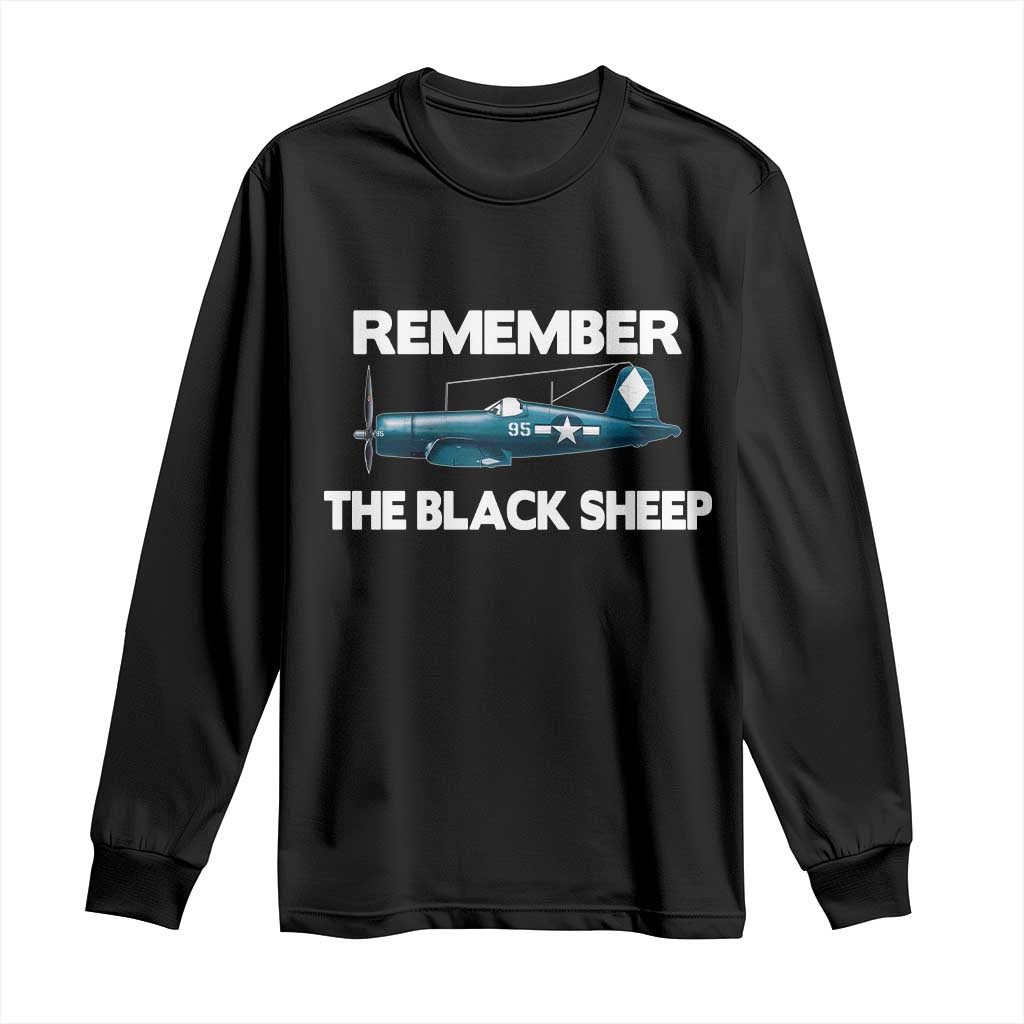 Corsair WWII History Long Sleeve Shirt Black Sheep Squadron Pilot