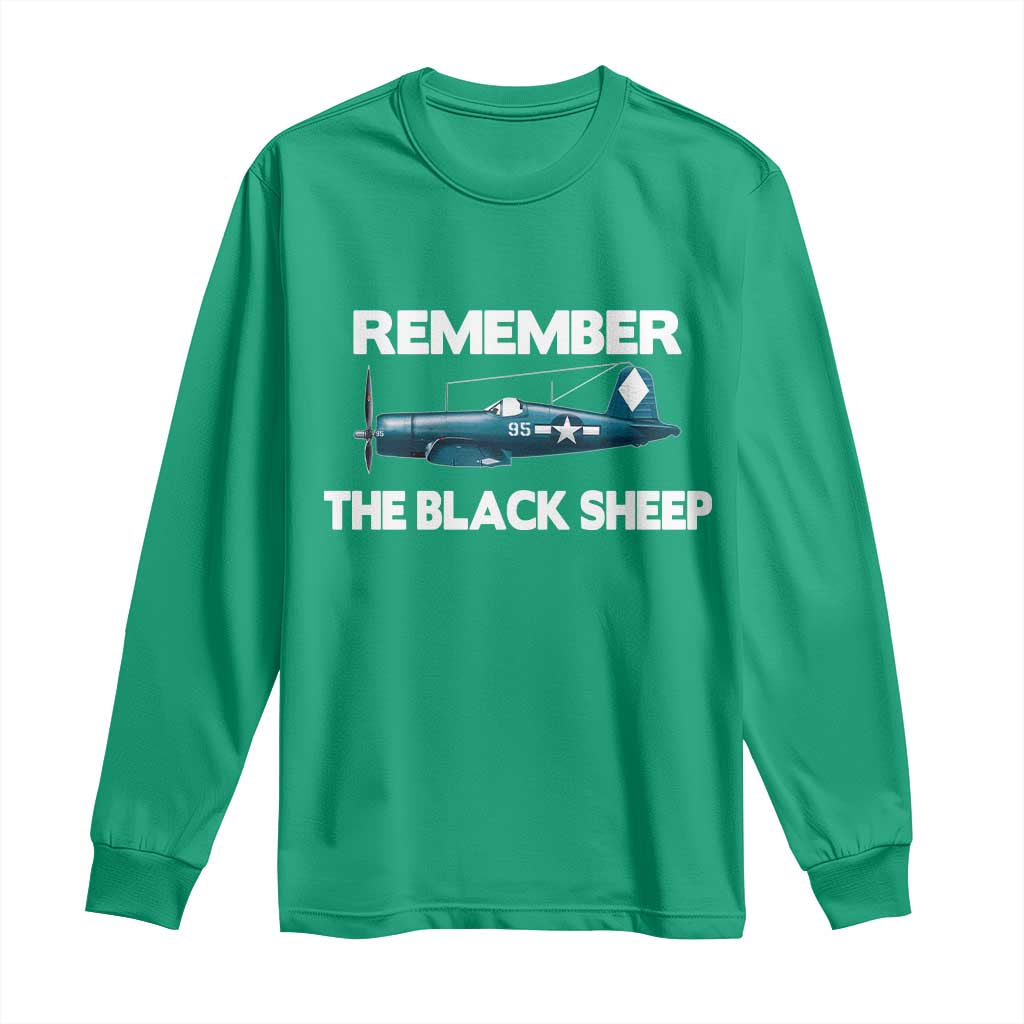 Corsair WWII History Long Sleeve Shirt Black Sheep Squadron Pilot