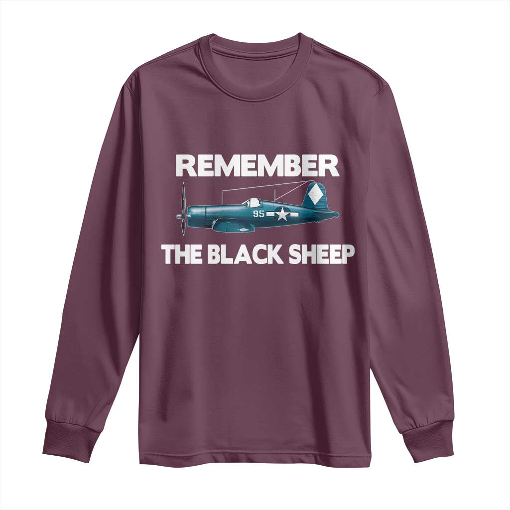 Corsair WWII History Long Sleeve Shirt Black Sheep Squadron Pilot