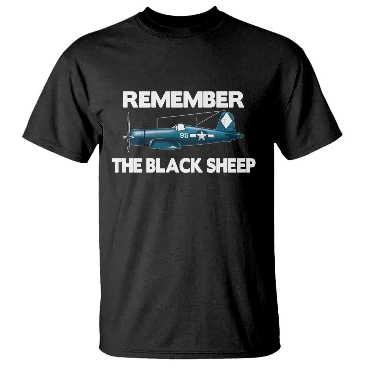 Corsair WWII History T Shirt Black Sheep Squadron Pilot
