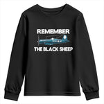 Corsair WWII History Youth Sweatshirt Black Sheep Squadron Pilot