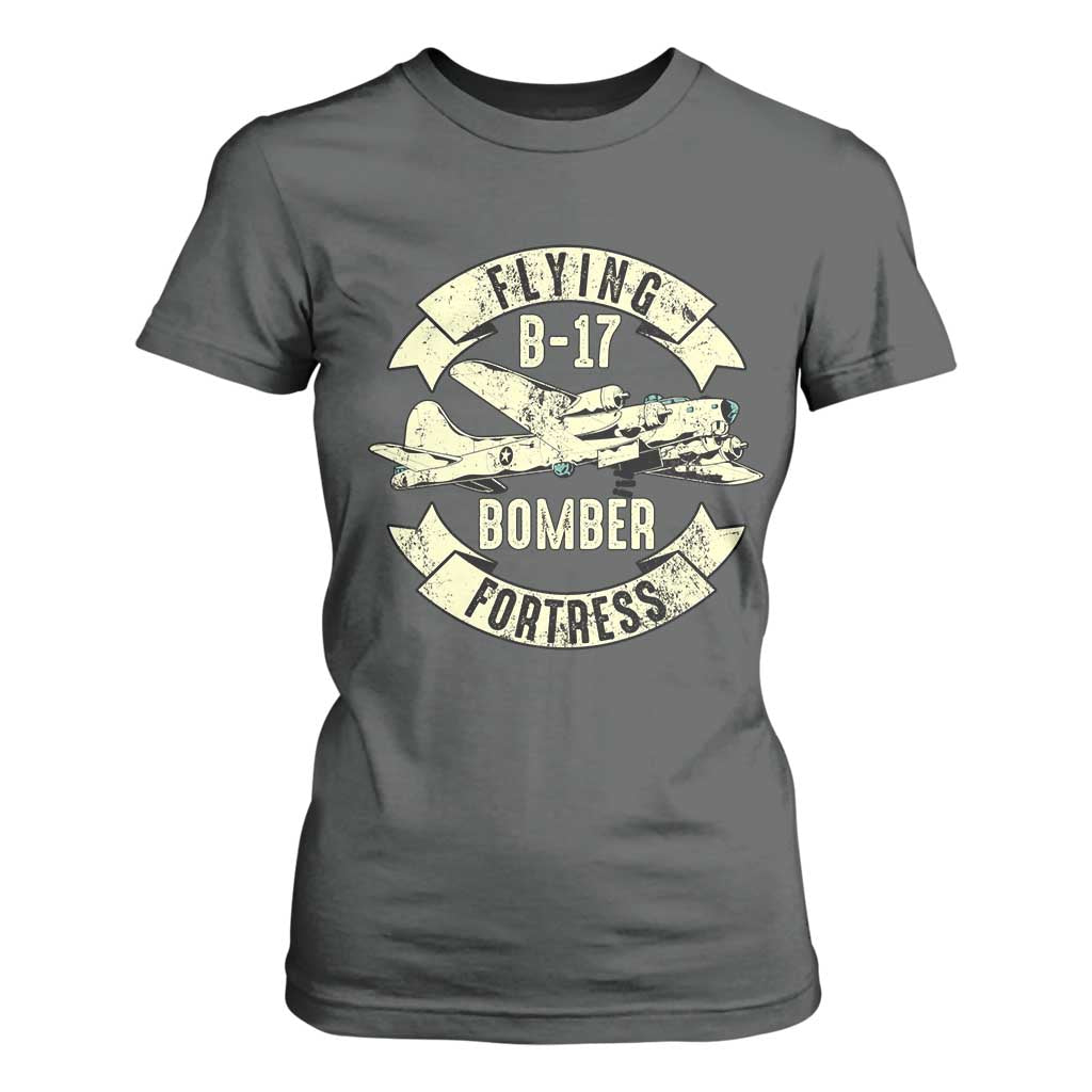 Vintage B-17 Bomber WW2 Aircraft T Shirt For Women Plane Aviation Fighter Airplane Retro Grunge