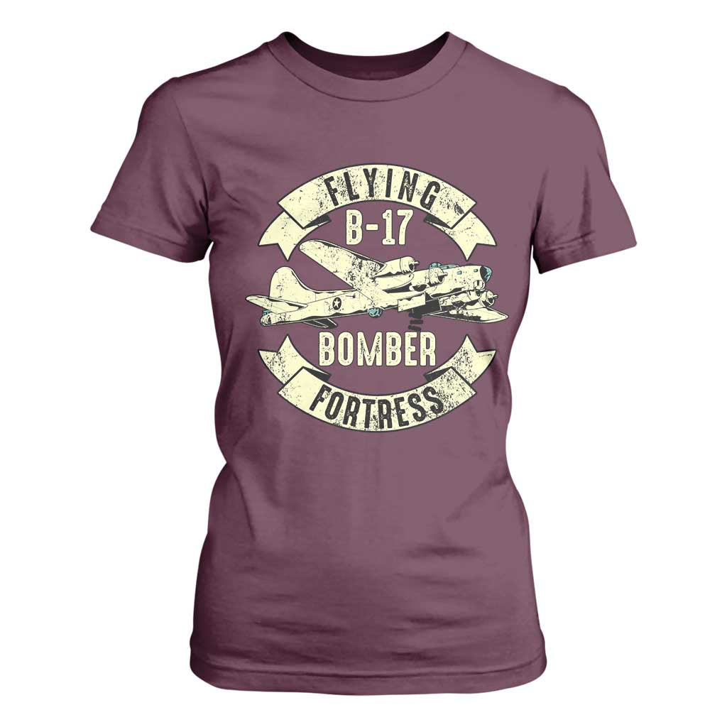 Vintage B-17 Bomber WW2 Aircraft T Shirt For Women Plane Aviation Fighter Airplane Retro Grunge
