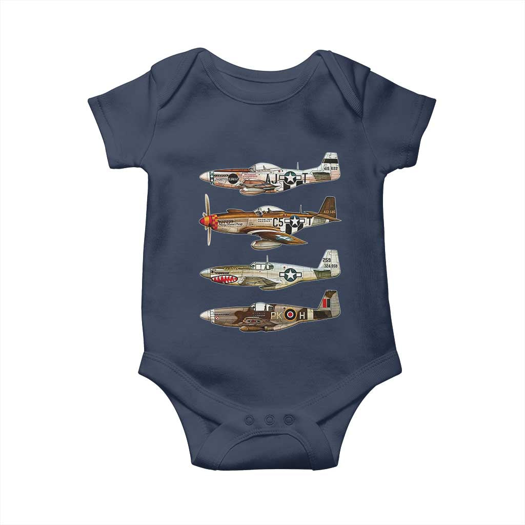 WW2 Warplanes B-17 P51 Baby Onesie Vintage WWII Fighter Planes Iconic Military Aircraft