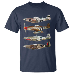 WW2 Warplanes B-17 P51 T Shirt Vintage WWII Fighter Planes Iconic Military Aircraft
