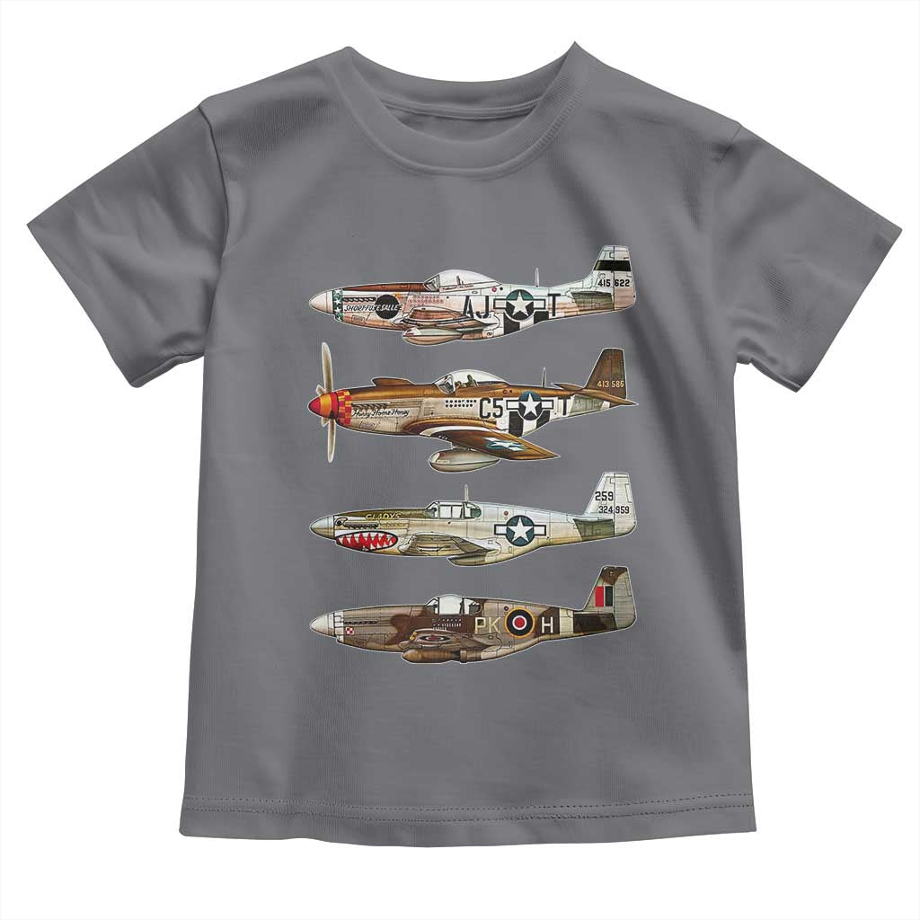 WW2 Warplanes B-17 P51 Toddler T Shirt Vintage WWII Fighter Planes Iconic Military Aircraft