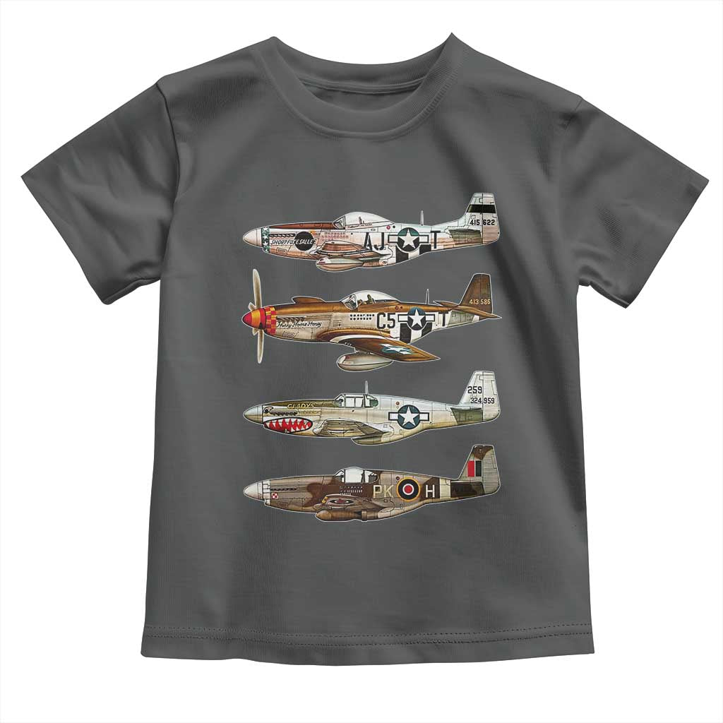 WW2 Warplanes B-17 P51 Toddler T Shirt Vintage WWII Fighter Planes Iconic Military Aircraft