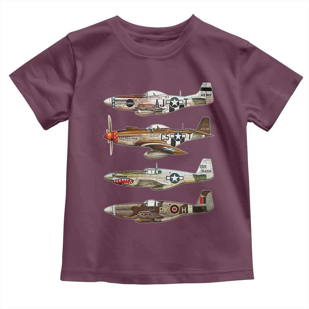 WW2 Warplanes B-17 P51 Toddler T Shirt Vintage WWII Fighter Planes Iconic Military Aircraft