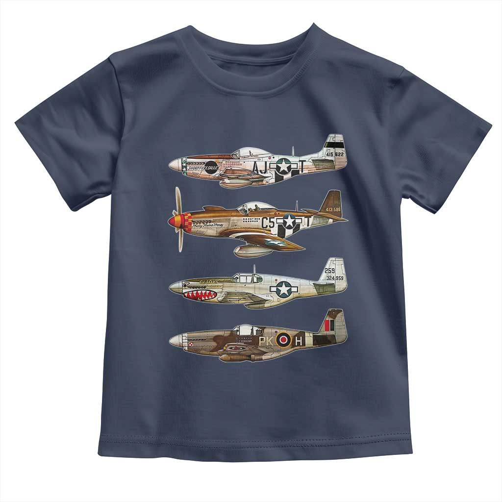 WW2 Warplanes B-17 P51 Toddler T Shirt Vintage WWII Fighter Planes Iconic Military Aircraft